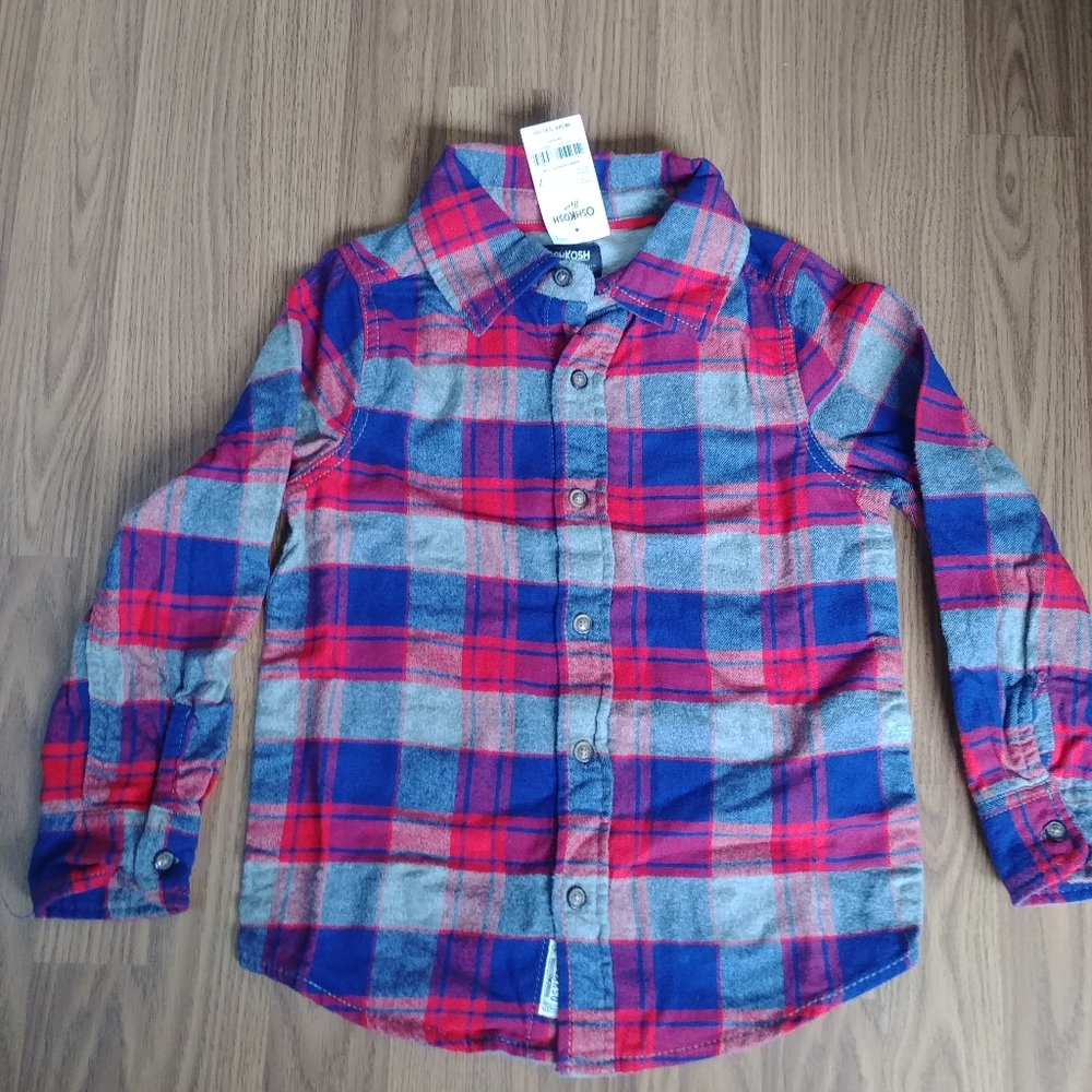Boys Flannel Shirt, Oshkosh, Size 7 NWT